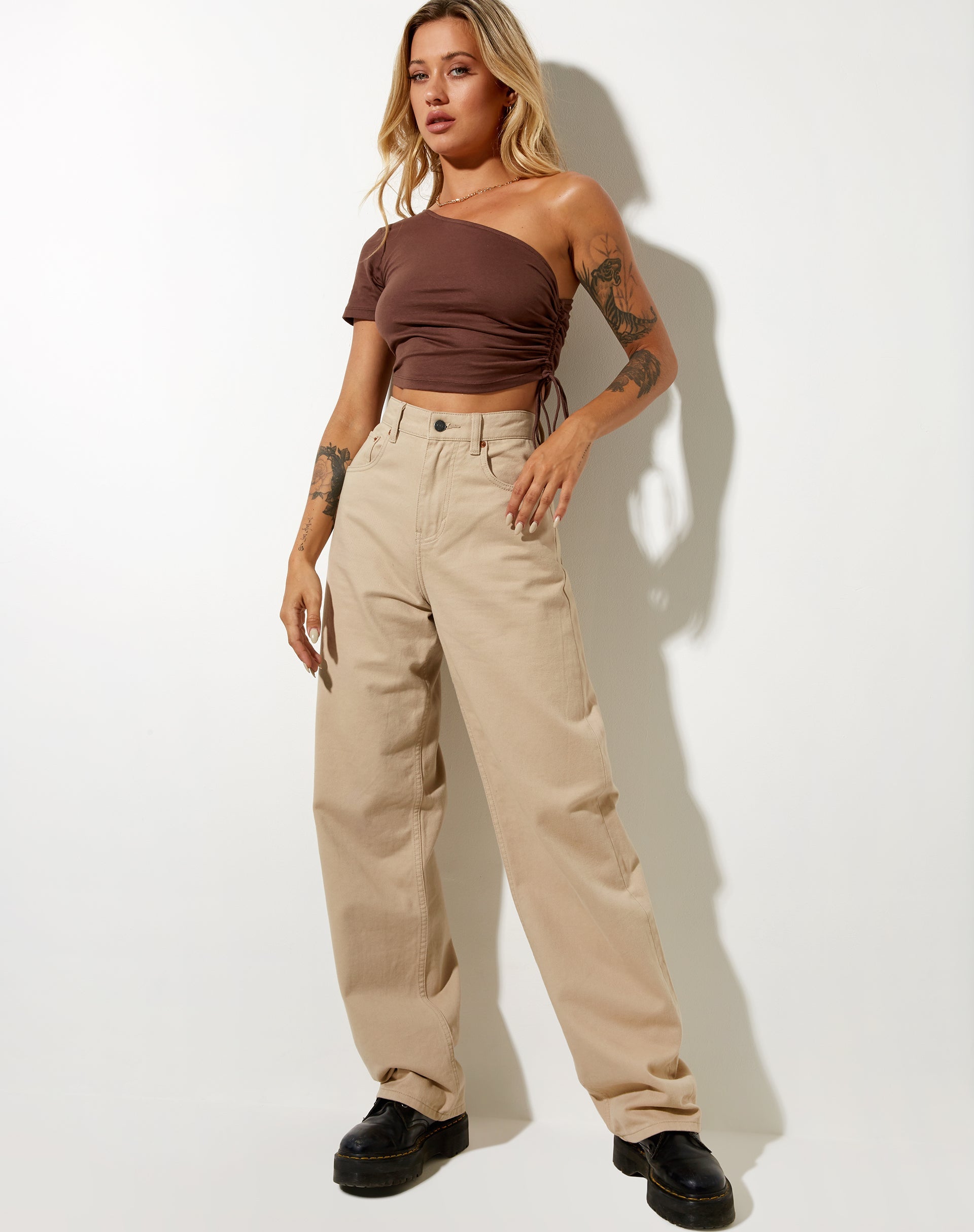 Kara Crop Top in Lycra Deep Mahogany