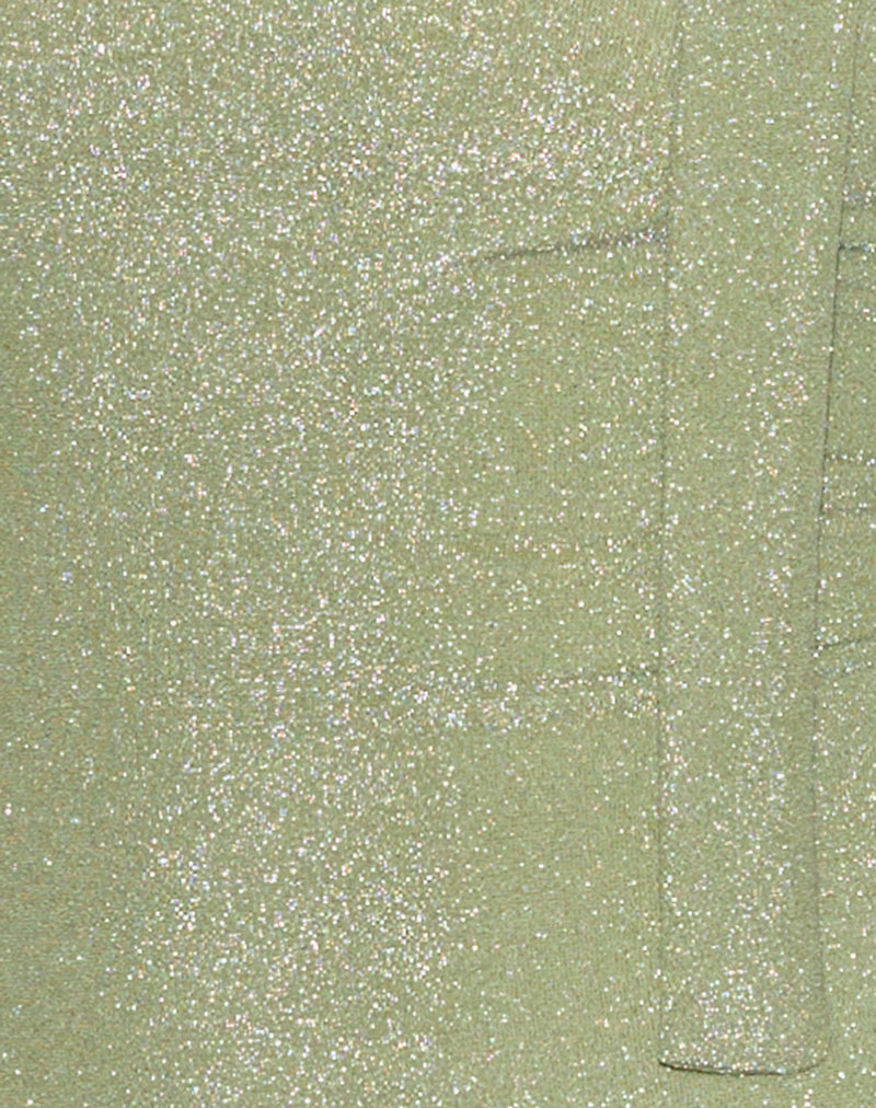 Karasi Tie Neck Top in Shimmer Lurex Green