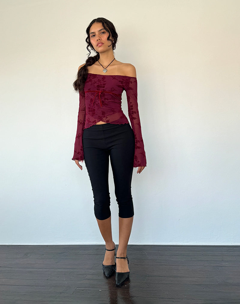 Kareena Top in Botanical Flower Maroon