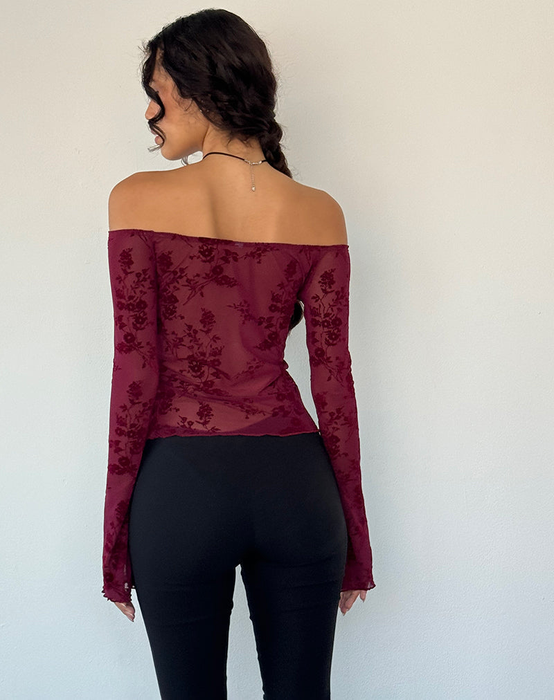 Kareena Top in Botanical Flower Maroon