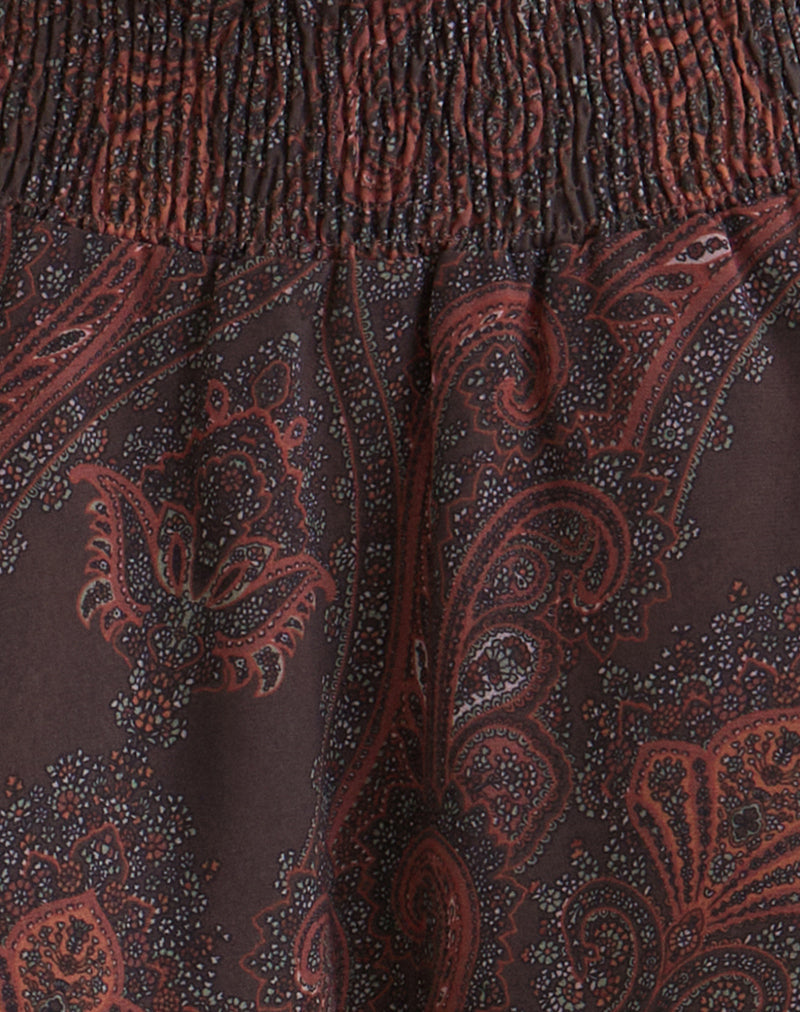 Tylan Mini Skirt in Chiffon Royal Paisley Burgundy