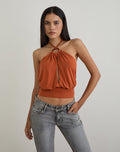 Karise Plunge Top in Cupro Burnt Orange