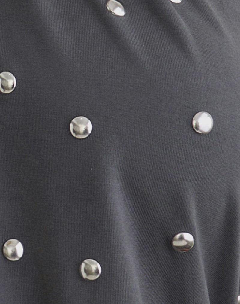 Karise Plunge Top in Cupro Charcoal Grey