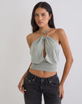 Karise Plunge Top in Cupro Light Grey