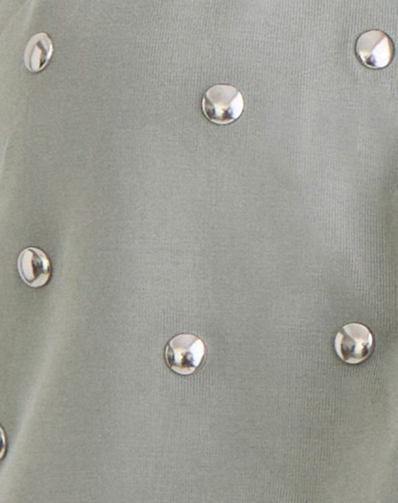 Karise Plunge Top in Cupro Light Grey