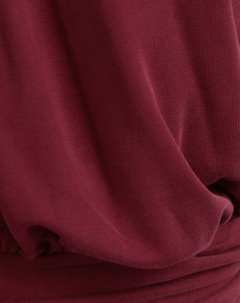 Karise Plunge Top in Cupro Dark Red