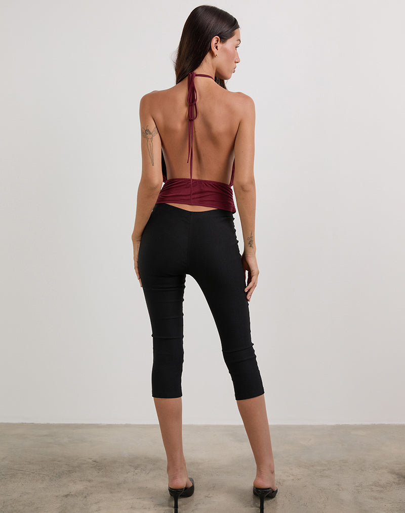 Karise Plunge Top in Cupro Dark Red