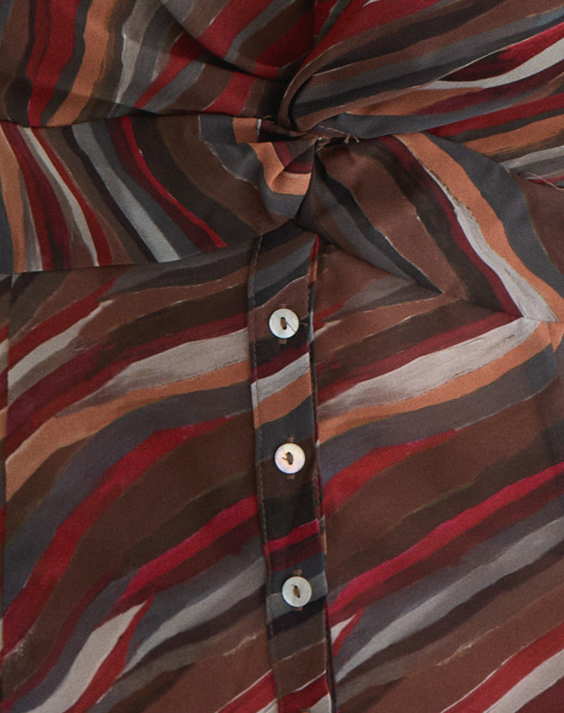 Karisma Shirt in Chiffon 70's Shadow Stripe