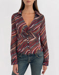 Karisma Shirt in Chiffon 70's Shadow Stripe