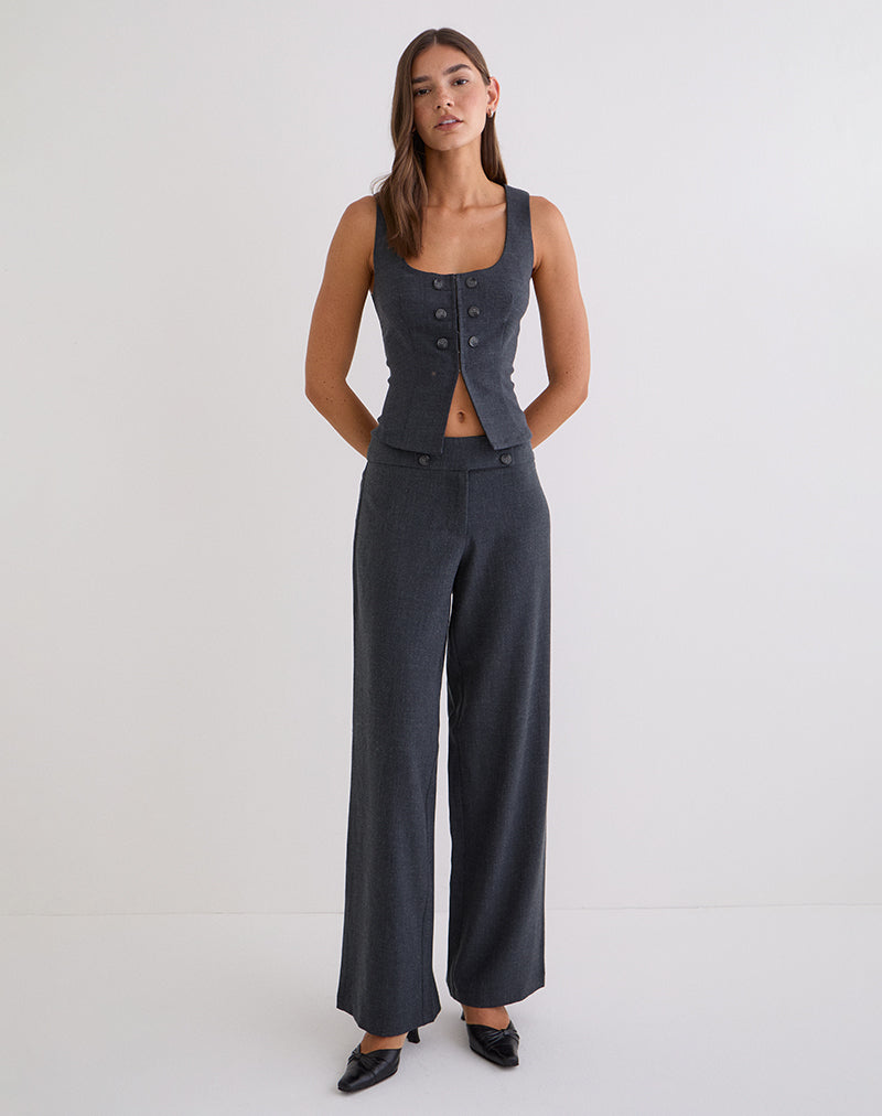 Arisyo Wide Leg Trouser in Tailoring Grey Blue