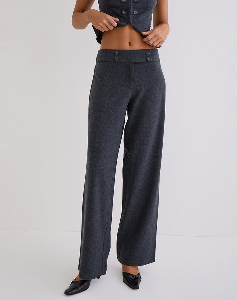 Arisyo Wide Leg Trouser in Tailoring Grey Blue