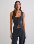 Kariso Corset Top in Tailoring Grey Blue