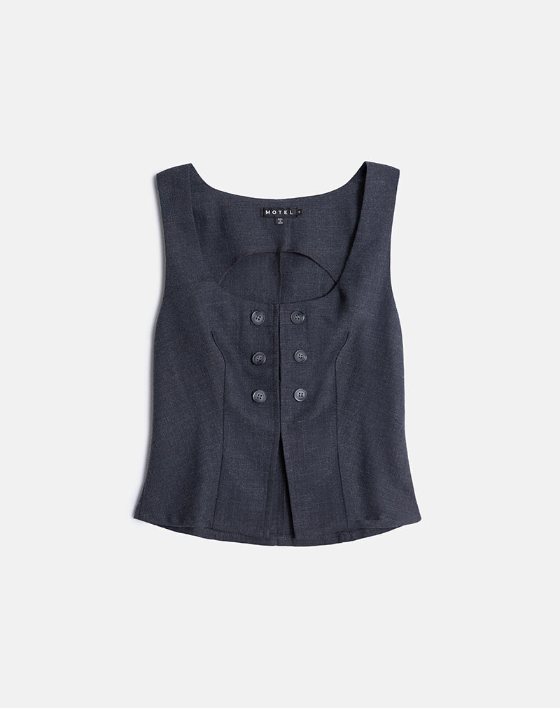 Kariso Corset Top in Tailoring Grey Blue