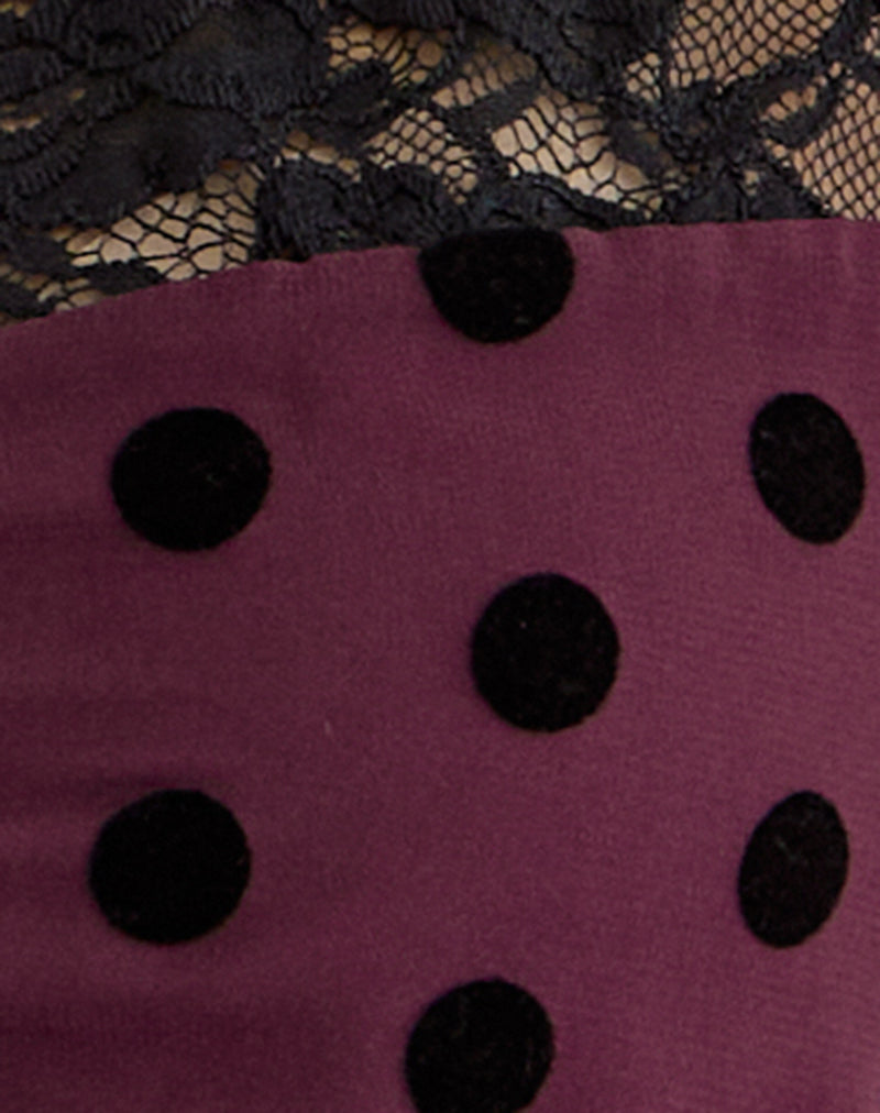 Kasia V-Neck Top in Vintage Polka Maroon