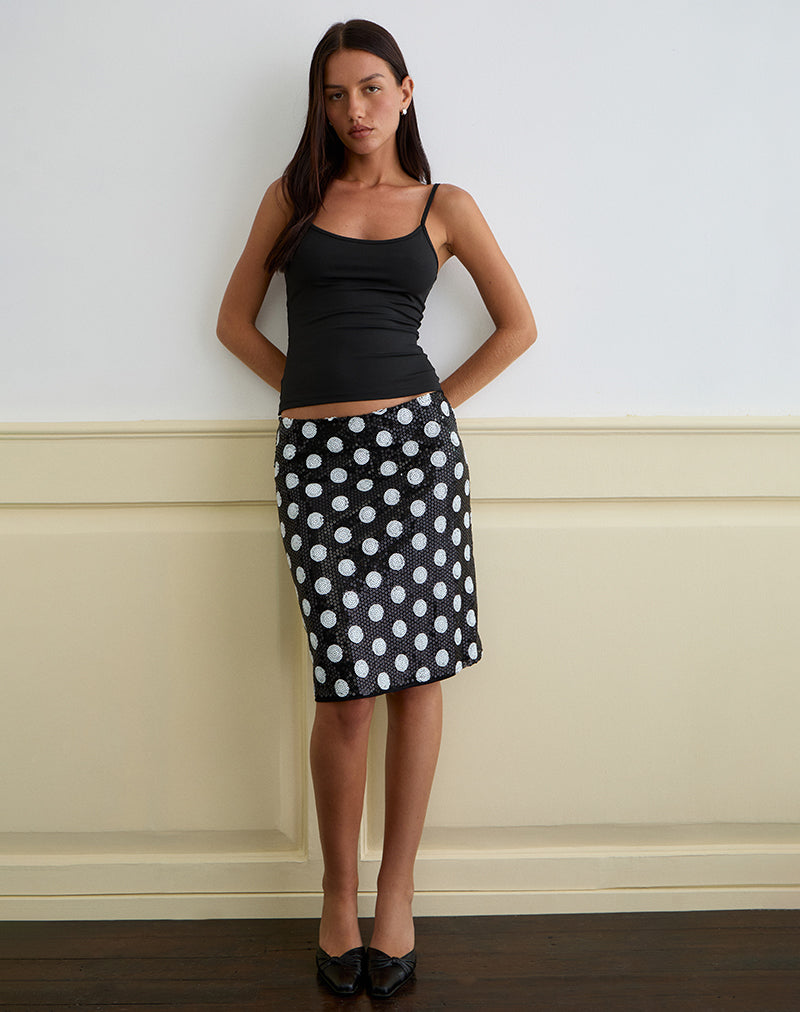 Kavivi Midi Skirt in Polka Sequin Monochrome
