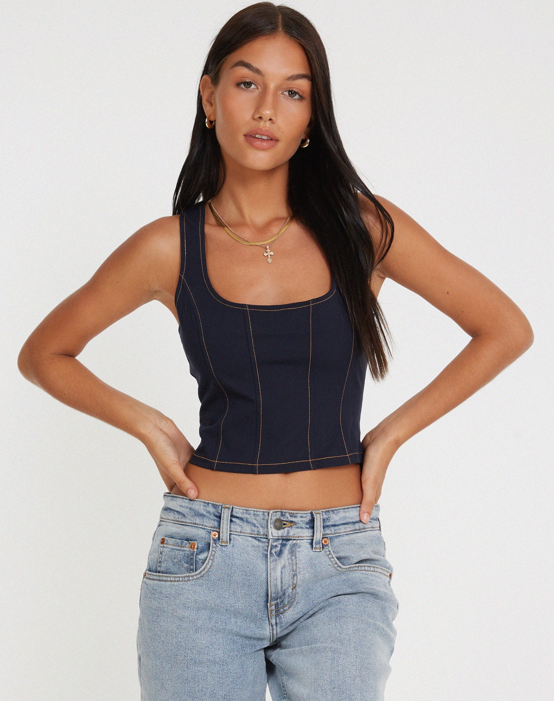 Kayaso Corset Top in Navy
