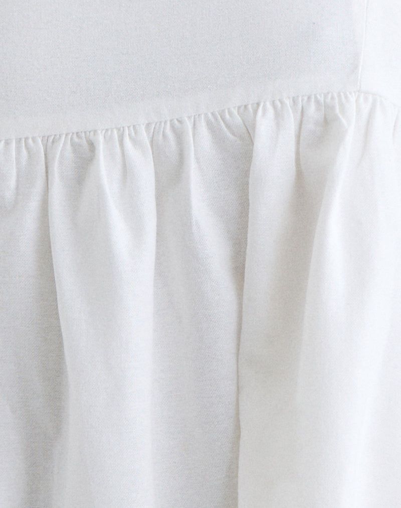 Kayla Square Neck Mini Dress in Linen Ivory