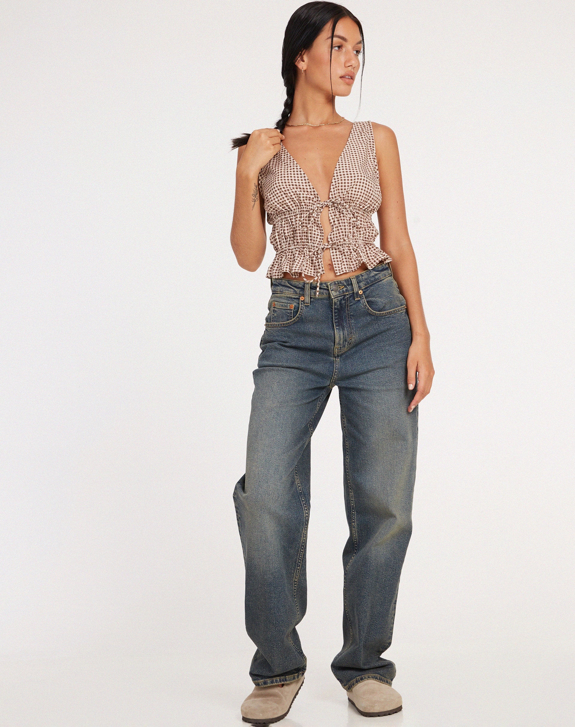 Kayson Crop Top in Mini Gingham