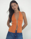 Kaytia Halterneck Top in Double Tie Sunset Orange