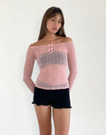 Kazi Bardot Top in Crinkle Pink