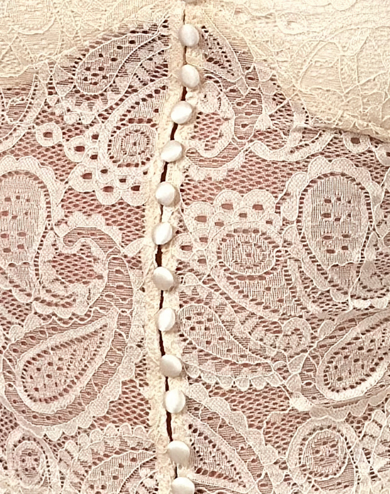 Kefira Plunge Neck Top in Lace Cream