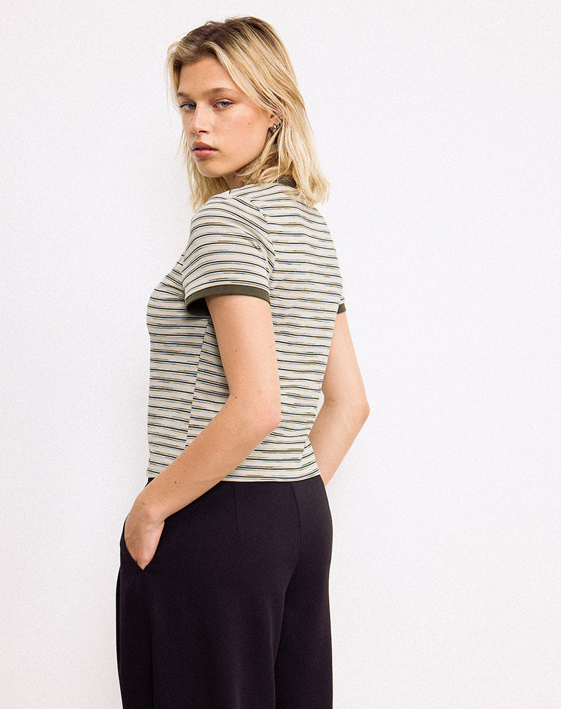 Keiko Top in Stripe Jersey Tonal Brown