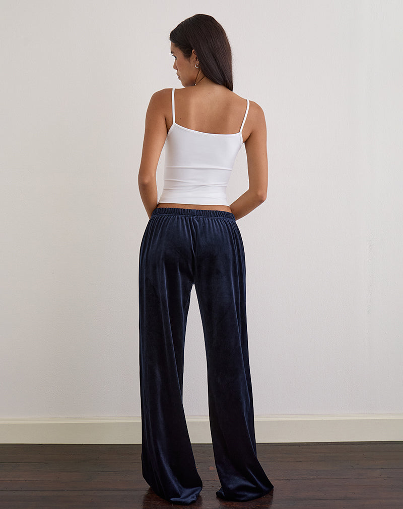 Glen Jogger in Velour Navy with 'M' Embelishment