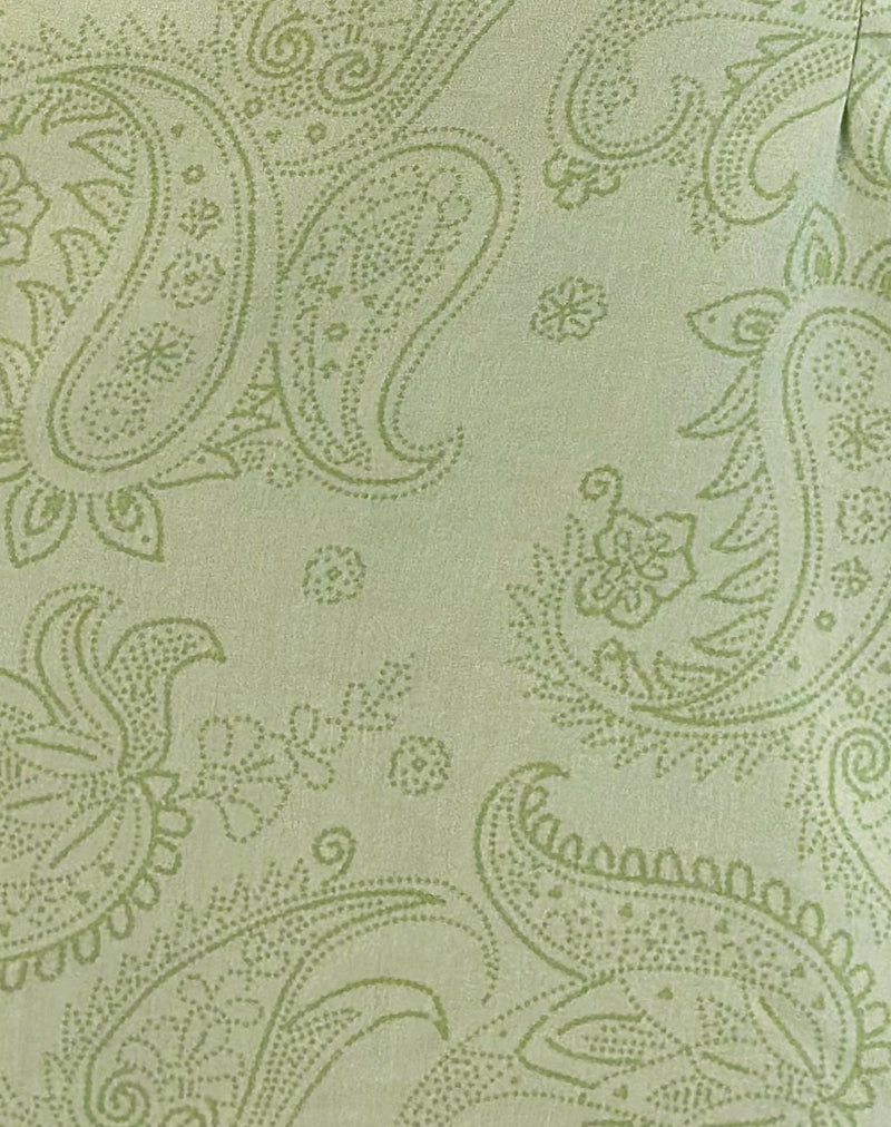 Kenja Bardot Mini Dress in Retro Paisley Lime