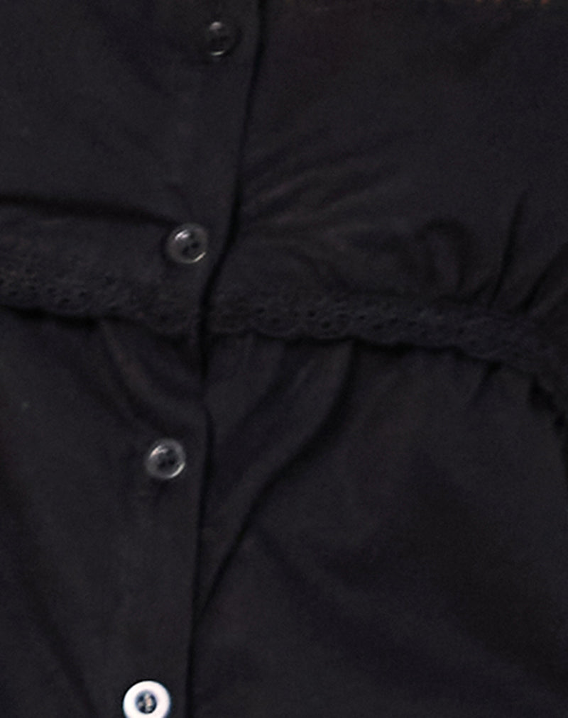 Kenna Babydoll Playsuit in Poplin Black