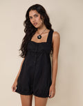 Kenna Babydoll Playsuit in Poplin Black