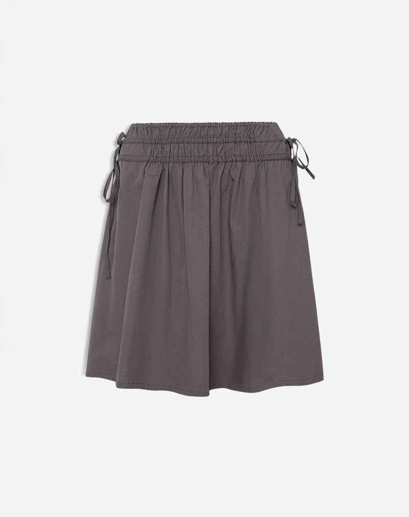 Khimar Gathered Midi Skirt in Peppercorn