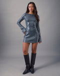 Kimberly Mini Dress in Sequin Dark Teal