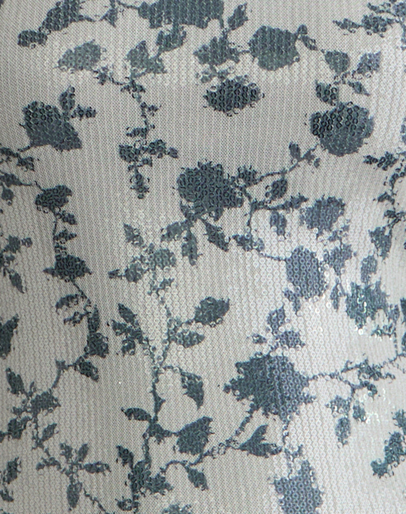 Kimberly Mini Dress in Sequin Flower Grey