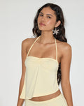 Kins Asymmetric Halterneck Top in Rayon Lemon