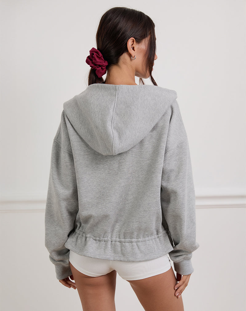 Kit Cinched Waist Hoodie in Grey Marl