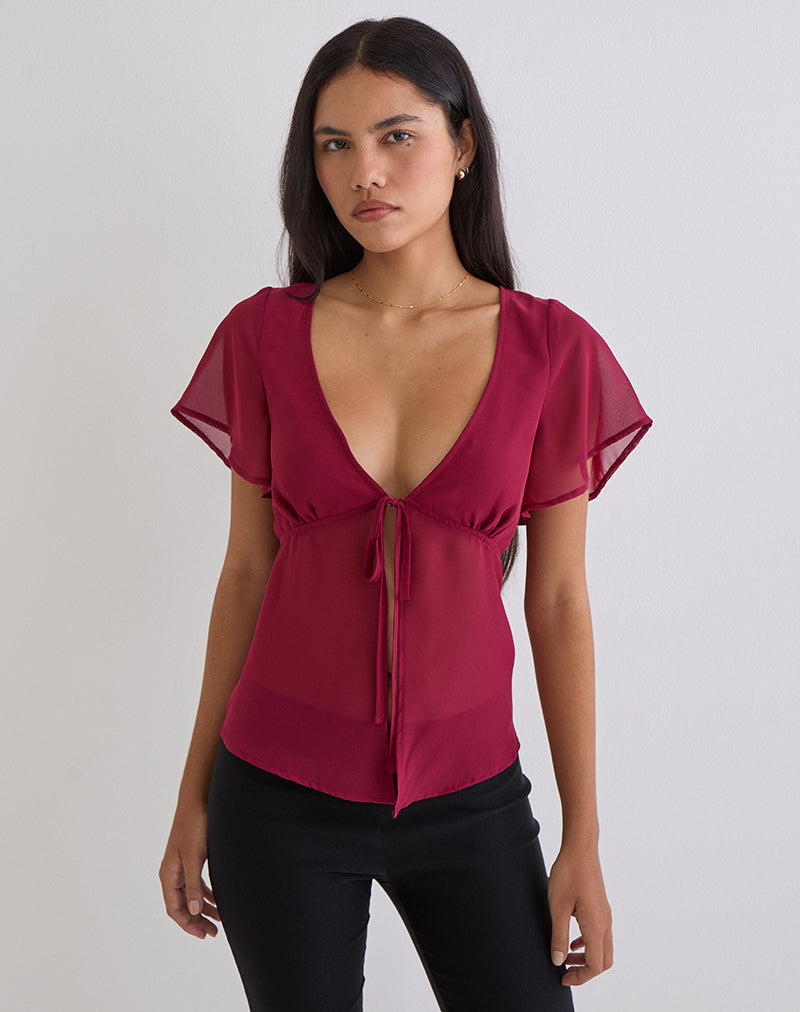 Kota Chiffon Blouse in Burgundy