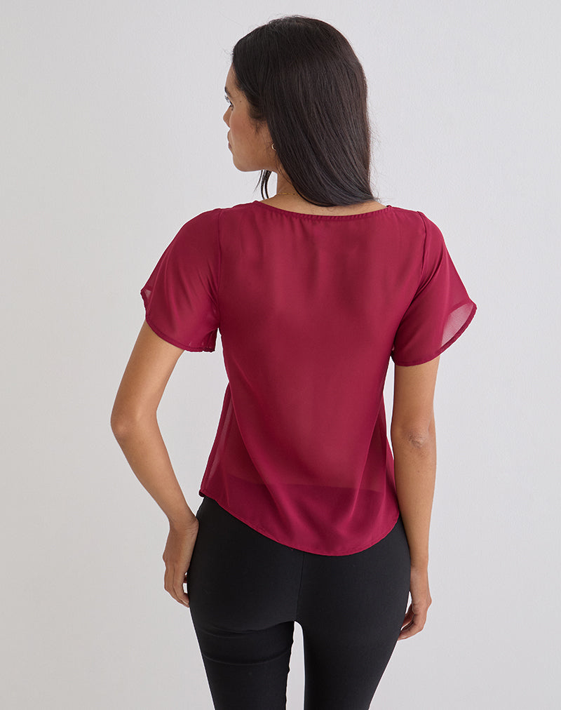 Kota Chiffon Blouse in Burgundy