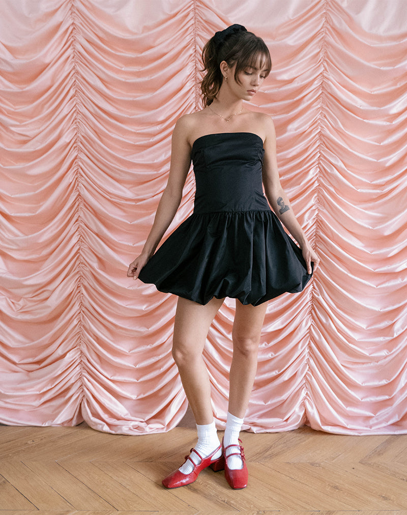 Krayofa Puffball Mini Dress in Black