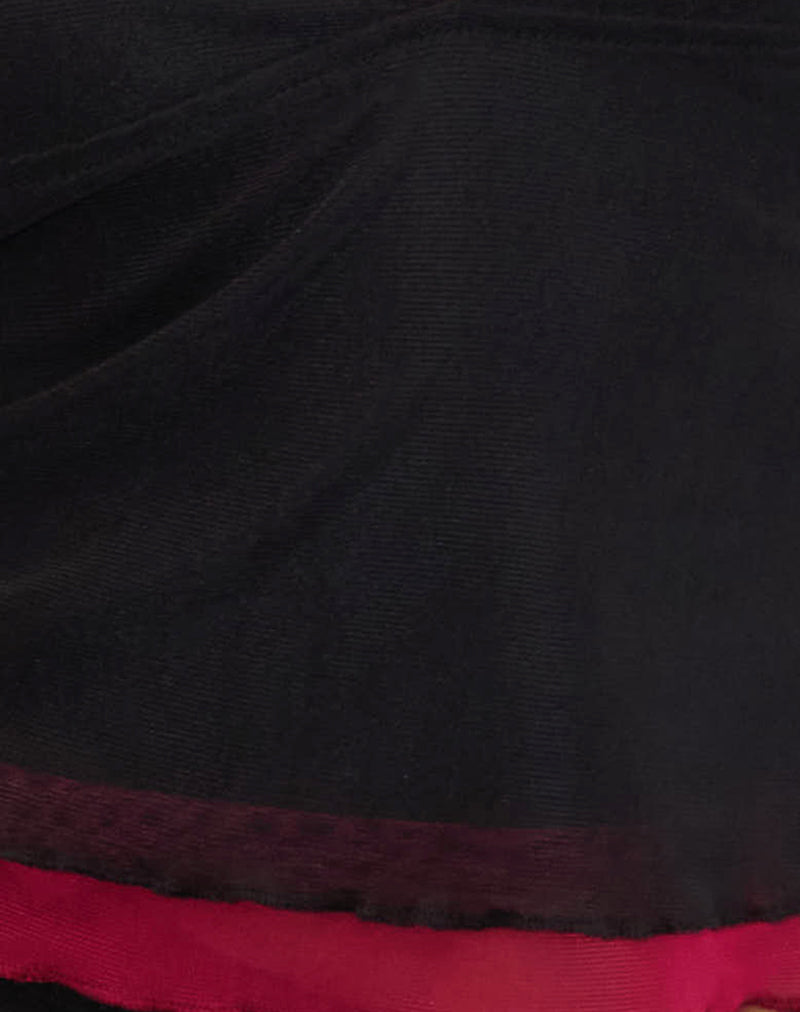 Kubra Halterneck Top in Mesh Black and Red