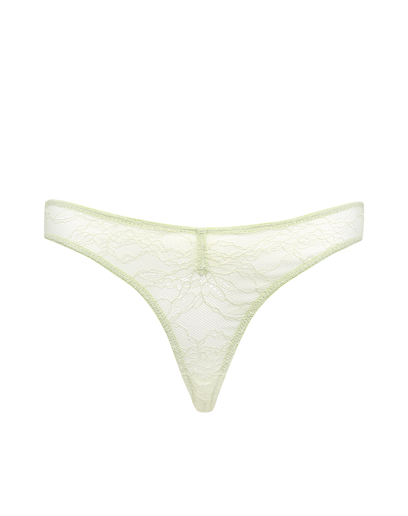 Kukila Brazilian Knicker in Lace Pastel Green