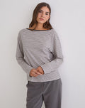 Kumiko Long Sleeve Top in Jersey Grey and Black