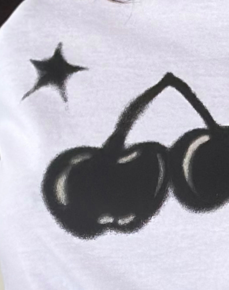 Kyiato Top in White and Black Cherry Print