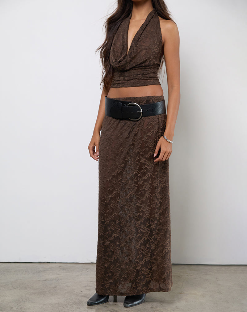 Tulus Skirt in Jacquard Knit Dark Brown