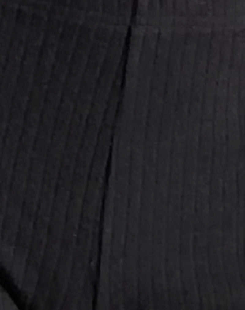 Kyomi Micro Shorts in Ribbed Black