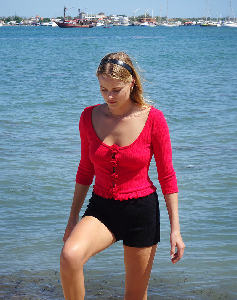 Kyomi Micro Shorts in Ribbed Black