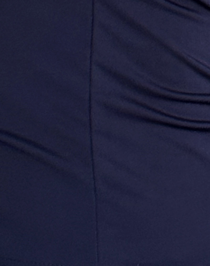 Kaisley Ruched Front Long Sleeve Top in Navy