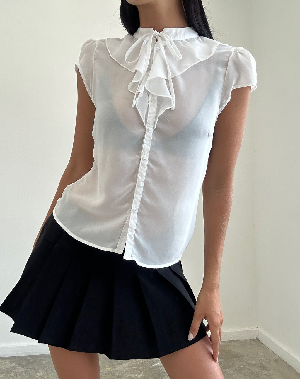 Lada Blouse in White Chiffon