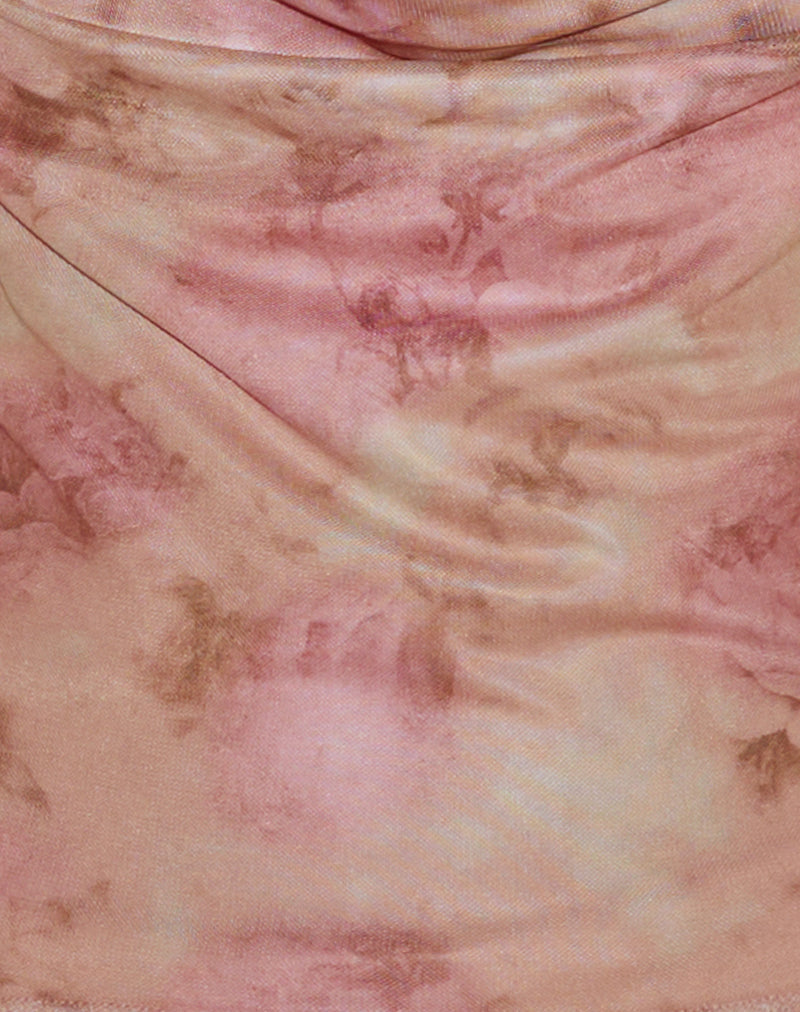 Lahira Cowl Neck Top in Smoky Floral Peach