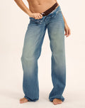 Low Rise Parallel Jeans in Sea Green
