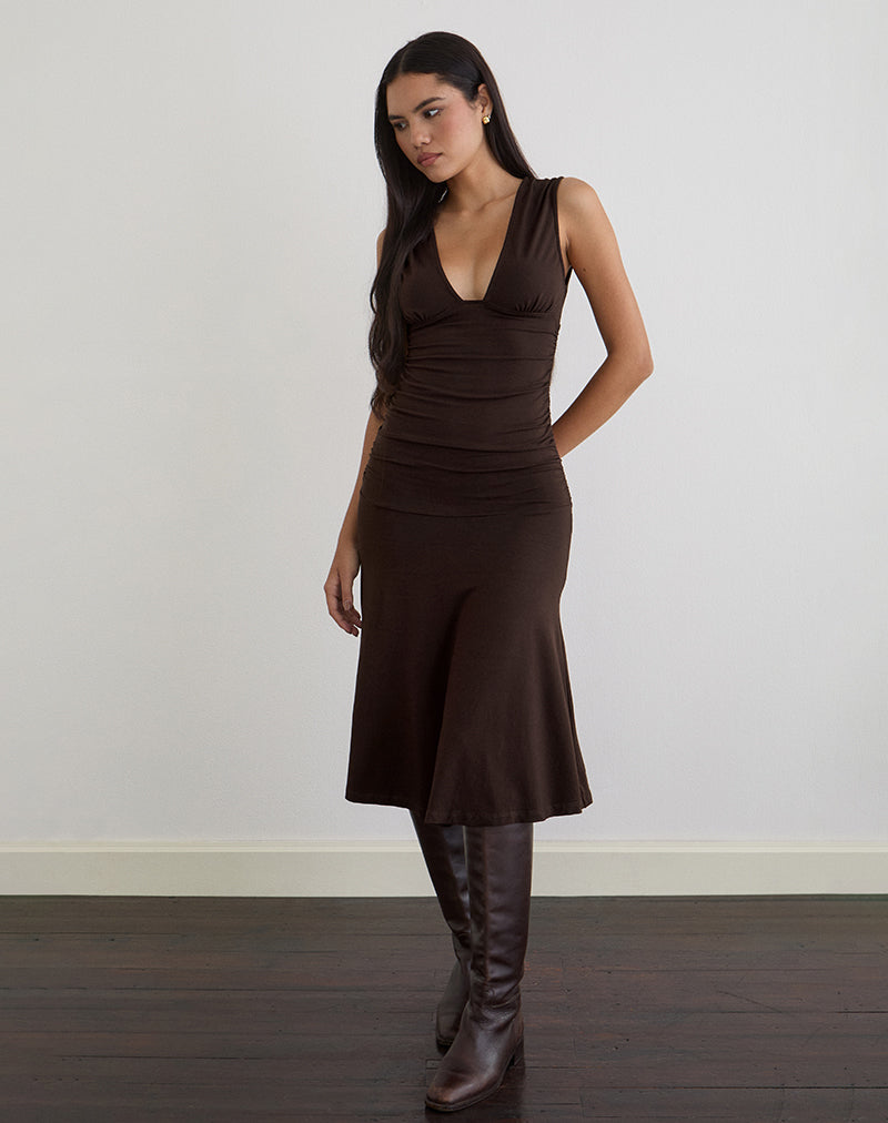 Laluma Midi Dress in Bitter Chocolate